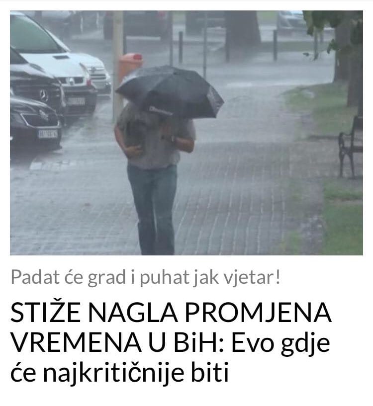 STIŽE NAGLA PROMJENA VREMENA U BiH: