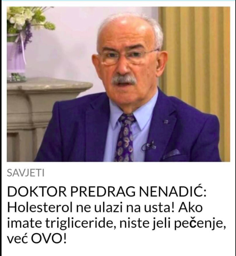 DOKTOR PREDRAG NENADIĆ:  Holesterol ne ulazi na usta! Ako imate trigliceride, niste jeli