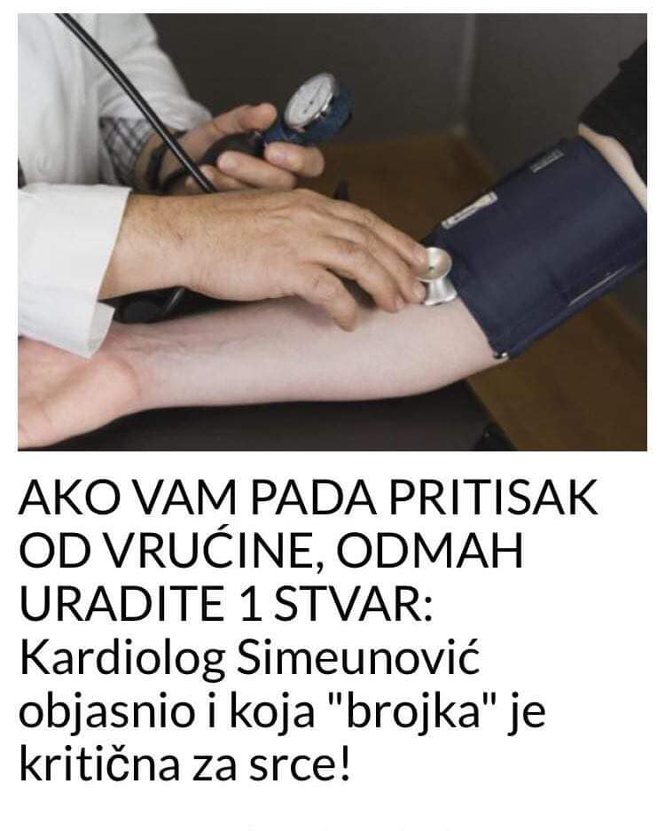 Pad pritisak je čest tokom vrelih dana a kardiolog