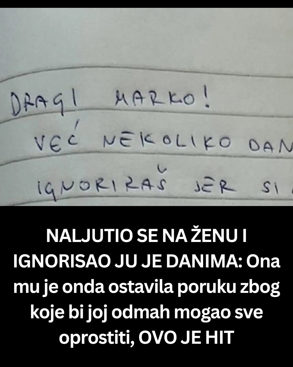 Jednoj je ženi dosadilo što se muž ljuti na nju i ignorira ju danima