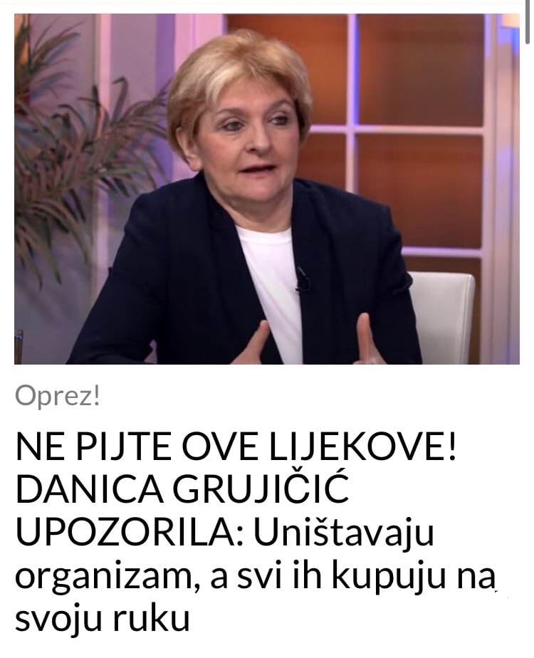 NE PIJTE OVE LIJEKOVE! DANICA GRUJIČIĆ UPOZORILA:  Uništavaju organizam, a svi ih kupuju na svoju ruku