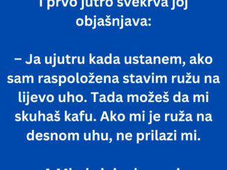 Došla mlada u kuću. I prvo jutro svekrva joj objašnjava: