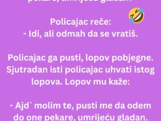 Uhvati policajac lopova. Nemoćni lopov pita policajca