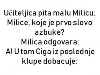 Učiteljica pita malu Milicu: Milice, koje je prvo slovo azbuke?